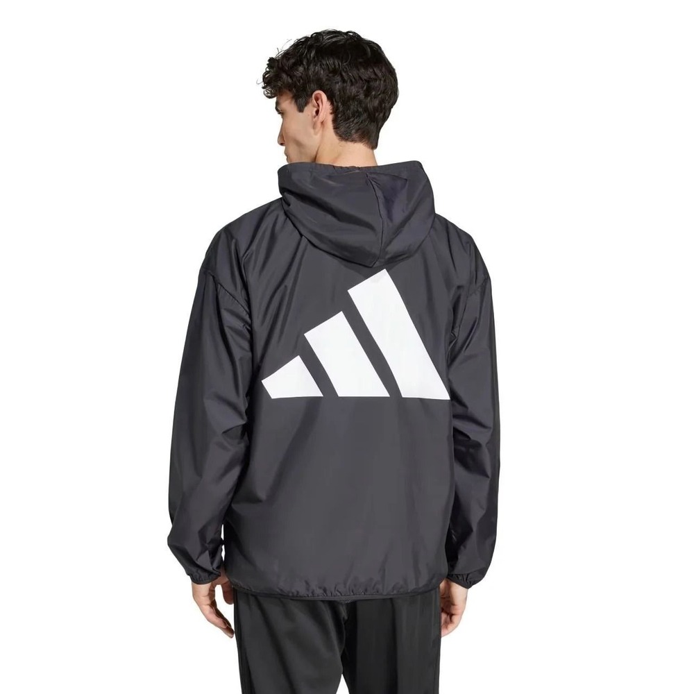 Adidas Essentials Big Logo Mesh Lined Windbreaker Jacket Mens Medium Black White